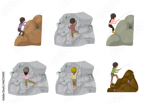 Rock Climbing People - Isolated On White Background