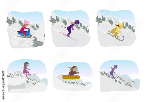 Winter Sports - Isolated On White Background