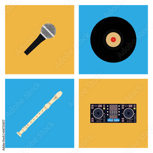 Set Of Different Colorful Musical Elements