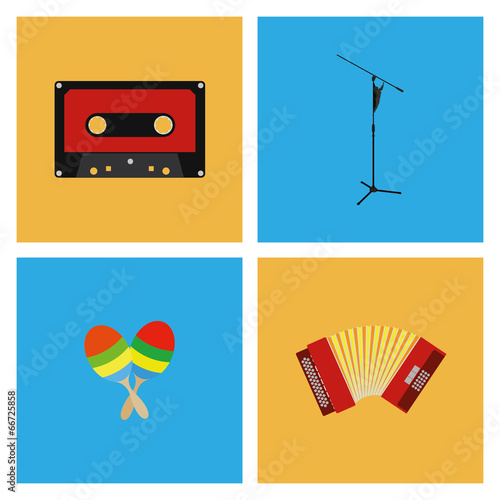 Set Of Different Colorful Musical Elements