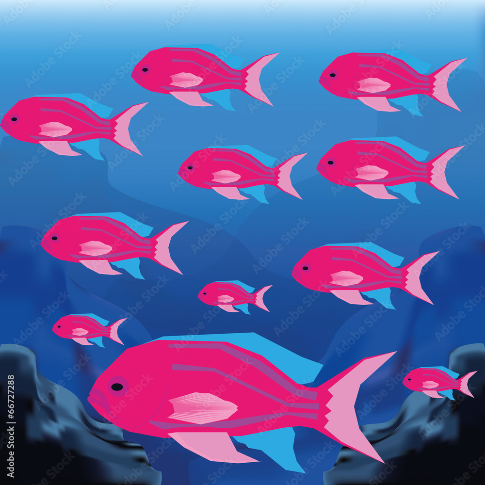 Background Scene With A Group Of Fishes Background Scene With A Group Of Fishes