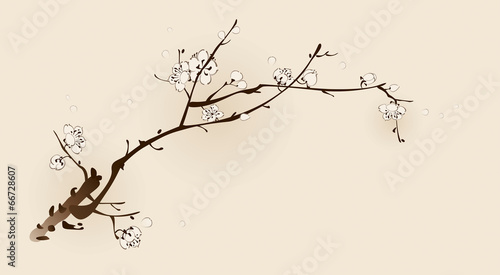 Plum blossom with line design