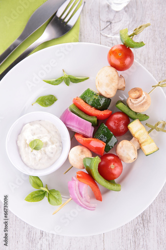 vegetable kebab and spread cream