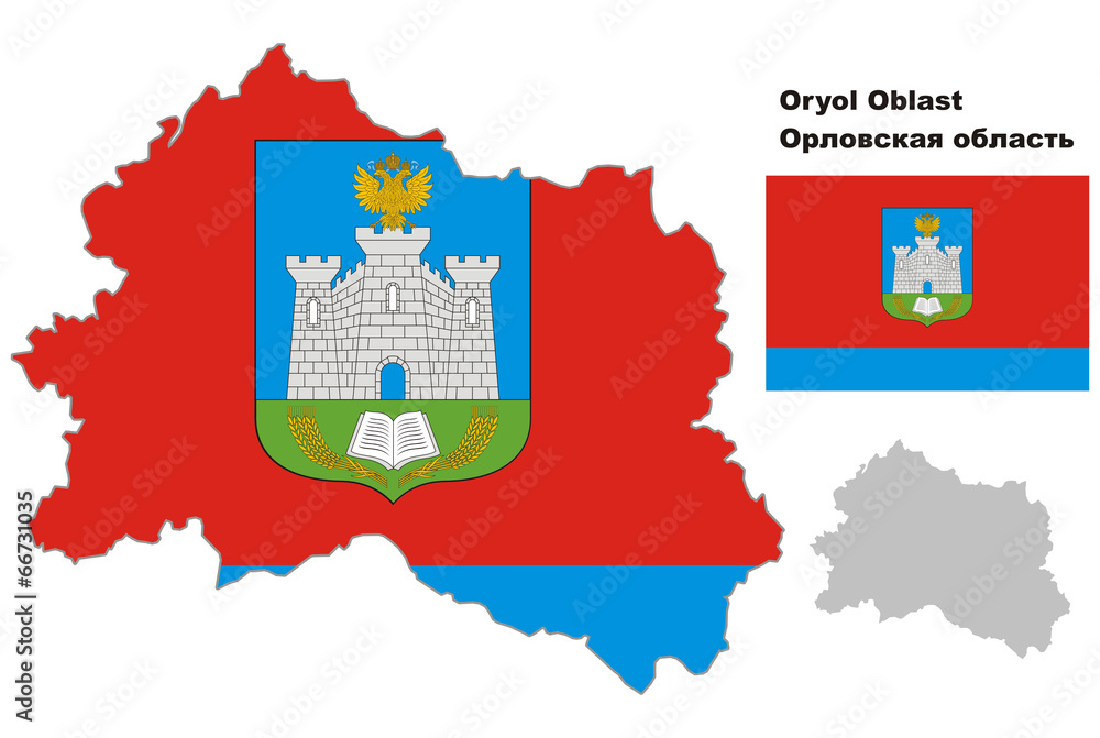 outline map of Oryol Oblast with flag Stock ベクター Adobe Stock