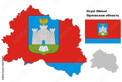 outline map of Oryol Oblast with flag