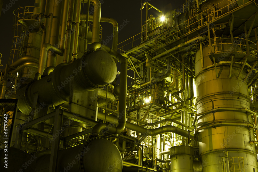 Petrochemical industry, night