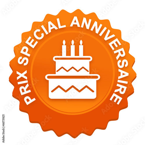 prix spécial anniversaire sur bouton web denté orange