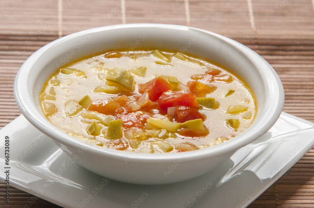 Mediterranean dish of zucchini and tomato soup Mediterranean dish of zucchini and tomato soup