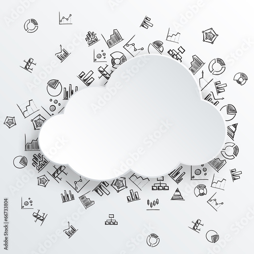Abstract cloud with hand drawn diagram icons