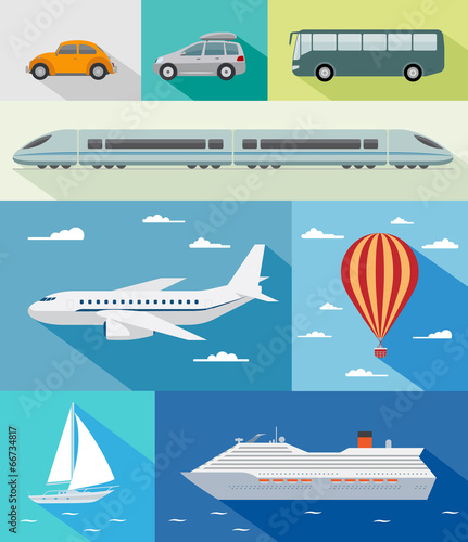 Transportation flat icons