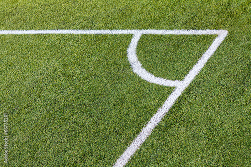 Football (soccer) field corner with white marks