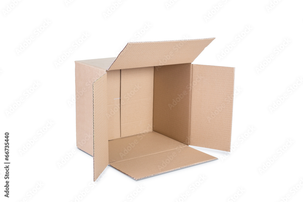 Cardboard box on white background. Cardboard box on white background.