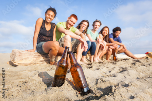 Multiracial Group of Friends at Beach