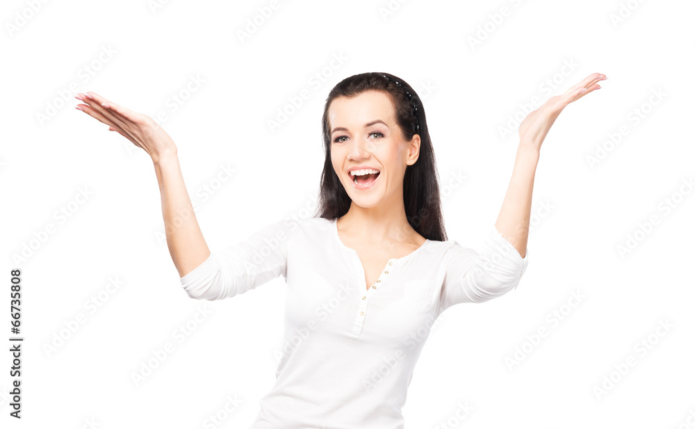 Happy, emotional and smiling teenager girl isolated on white Happy, emotional and smiling teenager girl isolated on white
