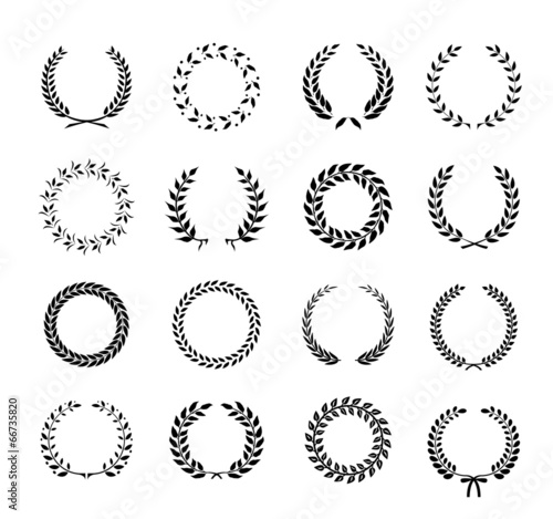 Set of laurel foliate and wheat wreaths