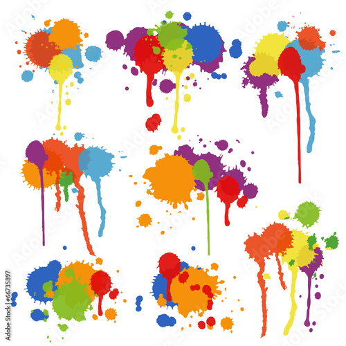 Set of multicolored stains and blots