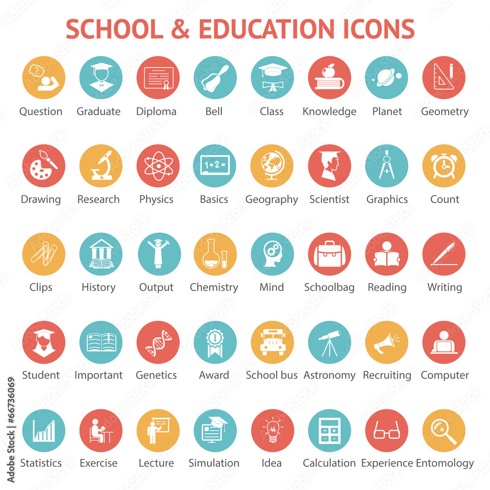 Fototapeta premium Set of school and education icons