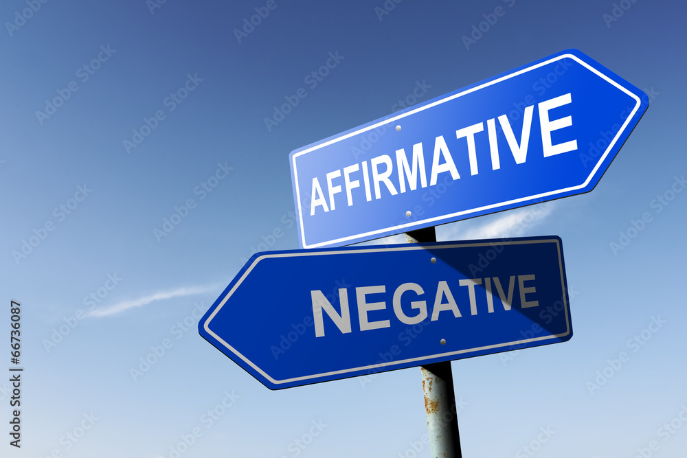 Affirmative and Negative directions. Opposite traffic sign. Affirmative and Negative directions. Opposite traffic sign.