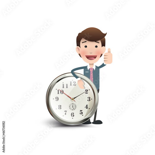 Business people with vintage clock over white. Vector design