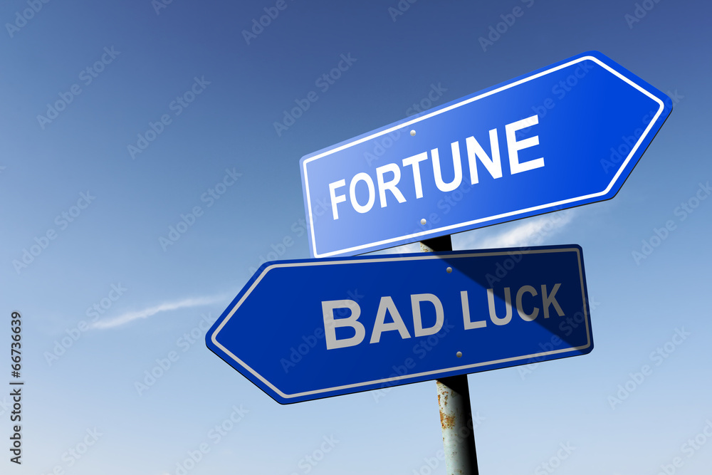 Fortune and Bad luck directions. Opposite traffic sign. Fortune and Bad luck directions. Opposite traffic sign.