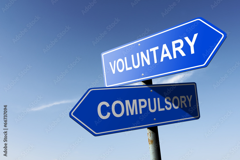 Voluntary and Compulsory directions. Opposite traffic sign. Voluntary and Compulsory directions. Opposite traffic sign.