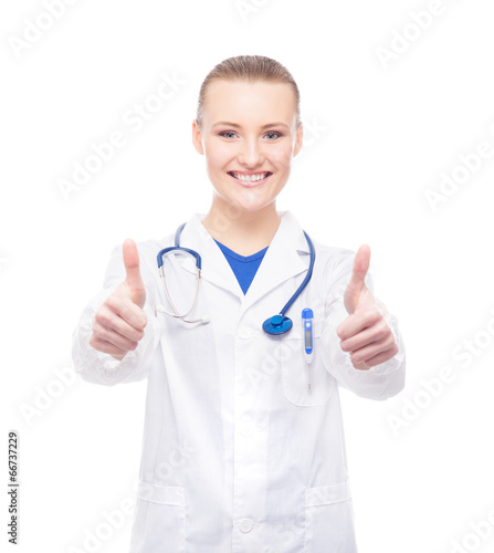 Young  professional and cheerful female doctor
