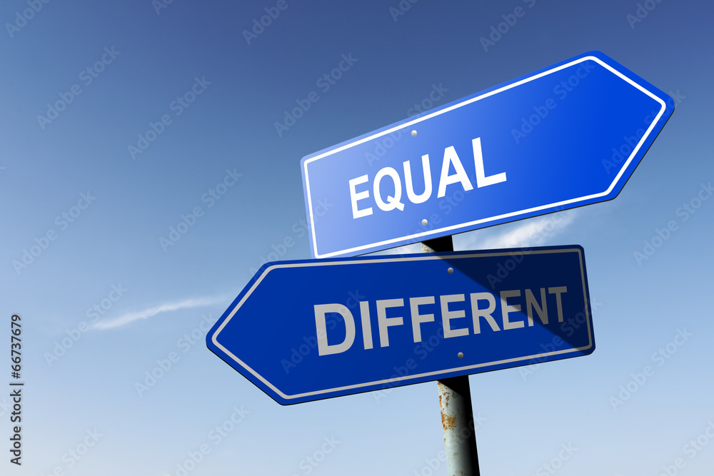 Equal and Different directions. Opposite traffic sign. Equal and Different directions. Opposite traffic sign.
