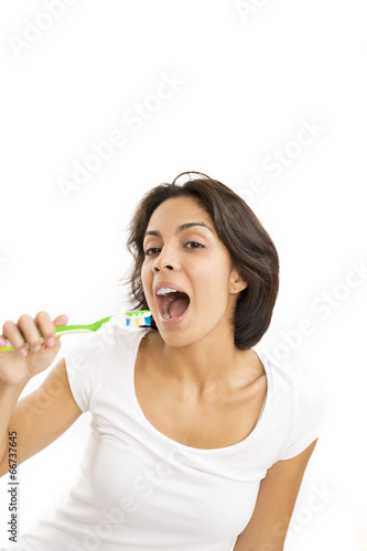 Attractive Woman Brushing Teeth