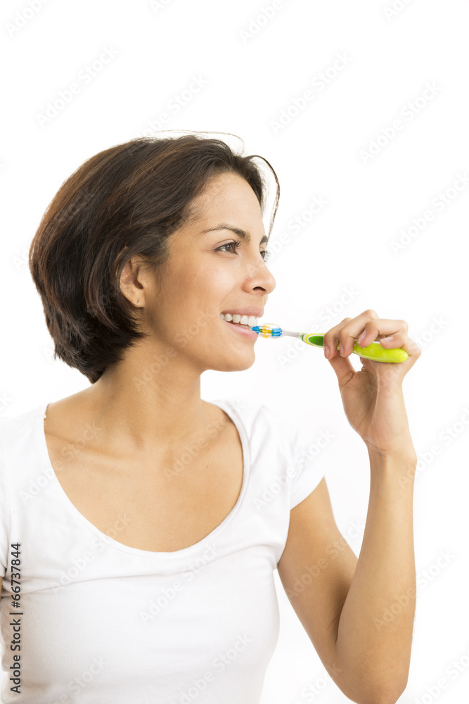 Attractive Woman Brushing Teeth