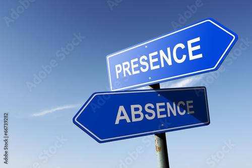 Presence and Absence directions.  Opposite traffic sign.