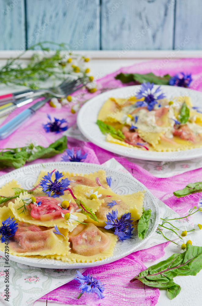 Ravioli with beets and ricotta chese Ravioli with beets and ricotta chese