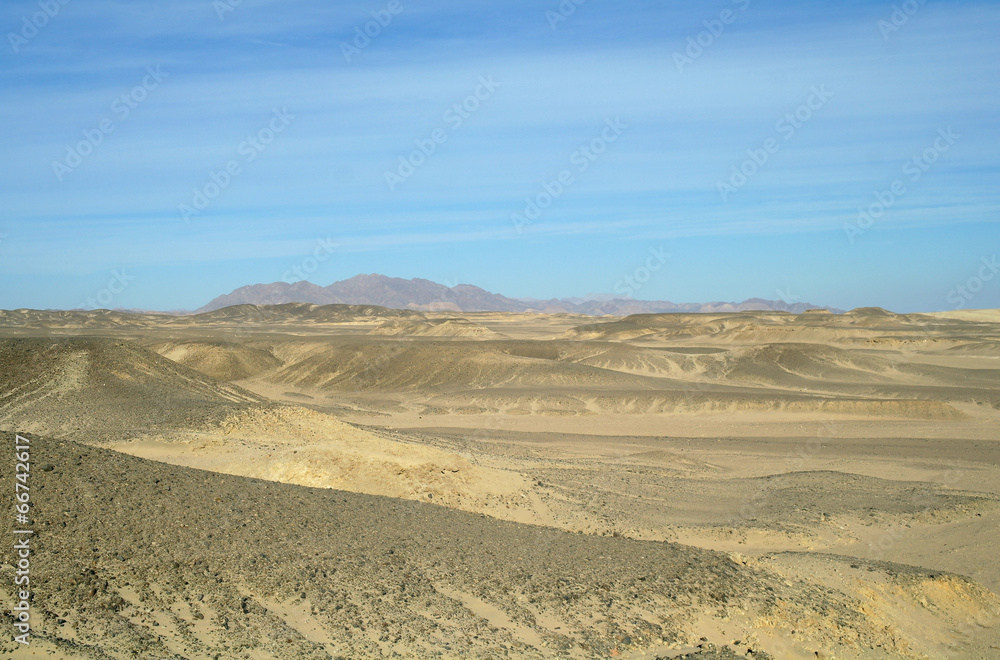 Egyptian desert  and blue sky.