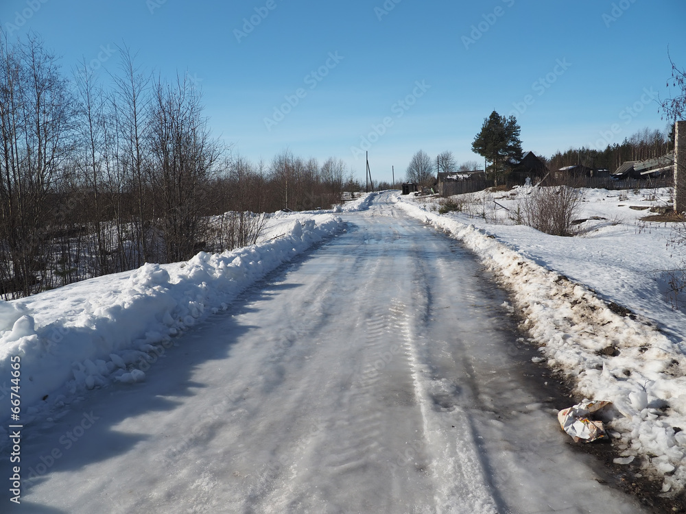 road in winter village