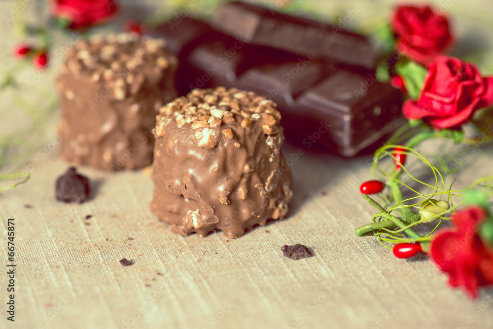 chocolate on brown napkin chocolate on brown napkin