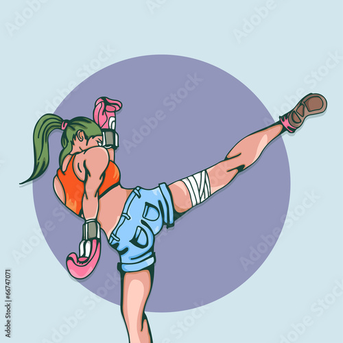 Asian Female Fighter High Kick