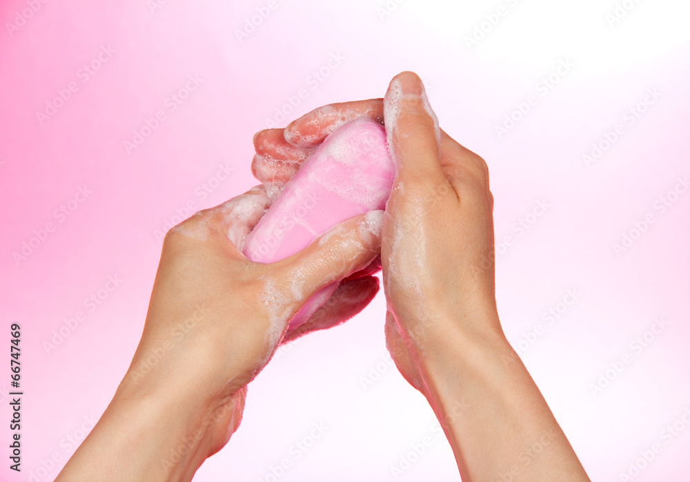 Female hands with the soap