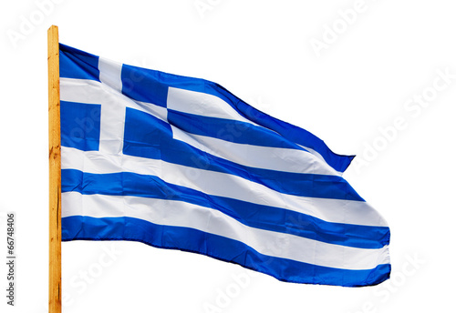 Greece flag in wind isolated on white background