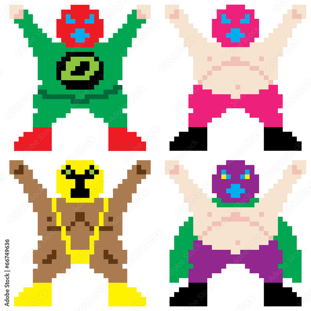 masked wrestler pixel art