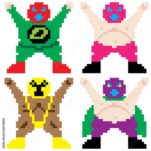 masked wrestler pixel art