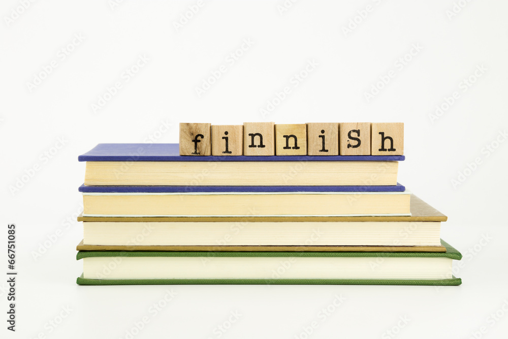 finnish language word on wood stamps and books finnish language word on wood stamps and books