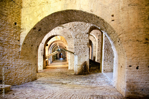 Passage way inside of Gjirokaster Citadel, Albania.
