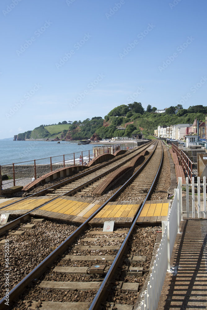 Coastal railway line at Dawlish Devon England UK