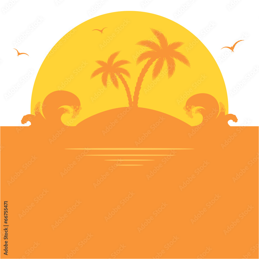 Orange palm island
