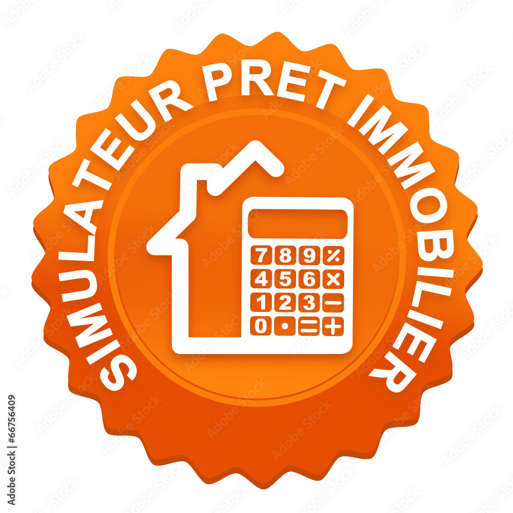 simulateur prêt immobilier sur bouton web denté orange Stock Vector | Adobe  Stock