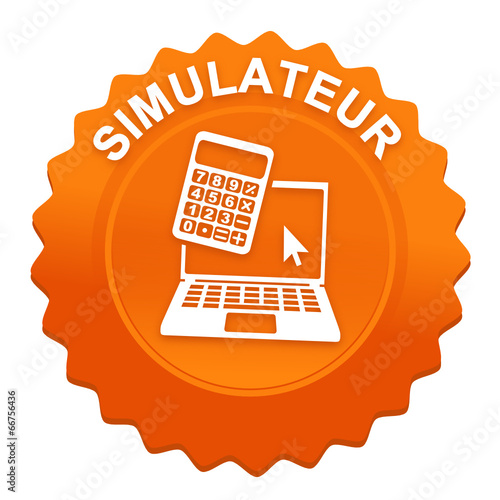 simulateur sur bouton web denté orange