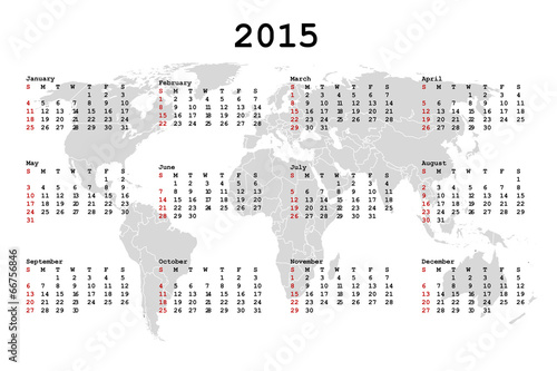 2015 Calendar for agenda with world map photo