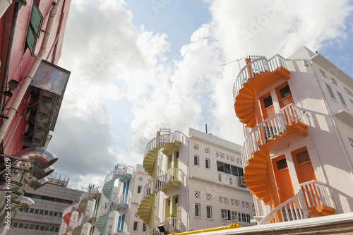 Canvas Print Colorful Rows of Spiral Staircase in Bugis Area