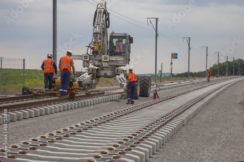 Bilde på lerret chantier de pose de rails