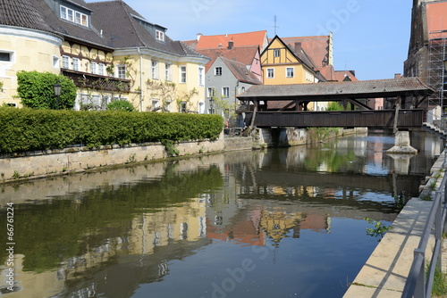 Bild auf Leinwand Schiffbrücke in Amberg