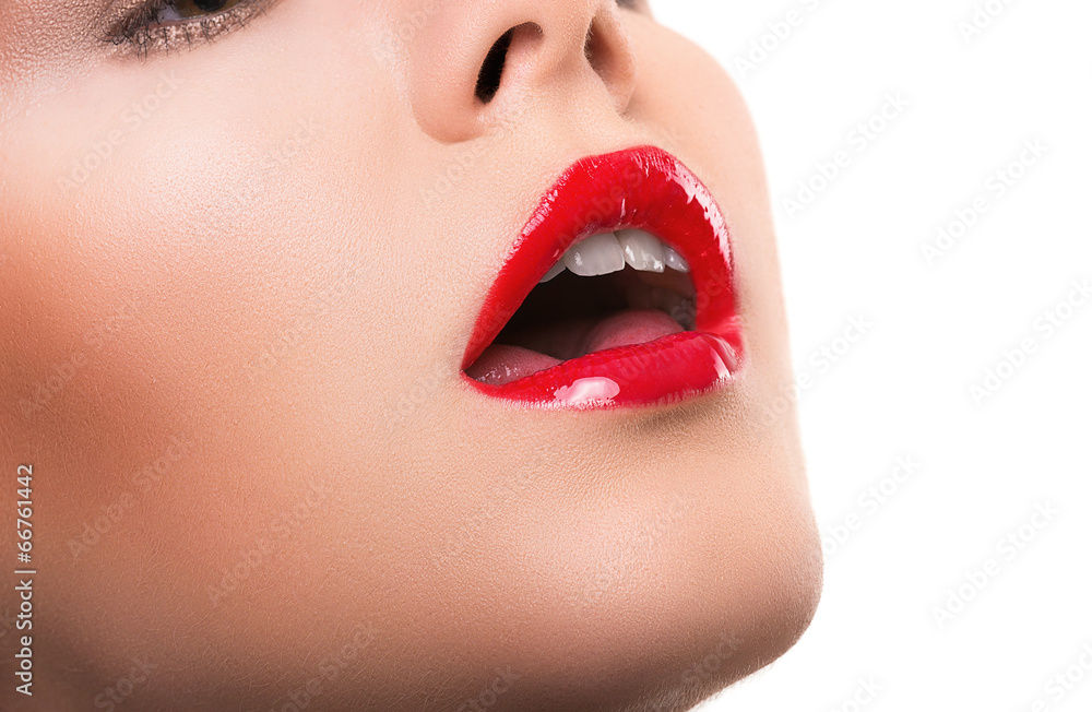 Obraz premium Woman with red wet lips